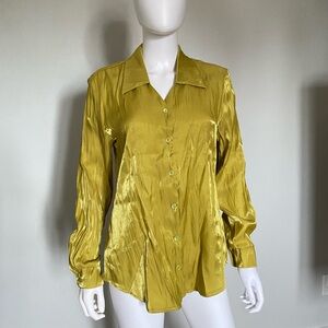 Green-Gold Women's Button-Up Blouse